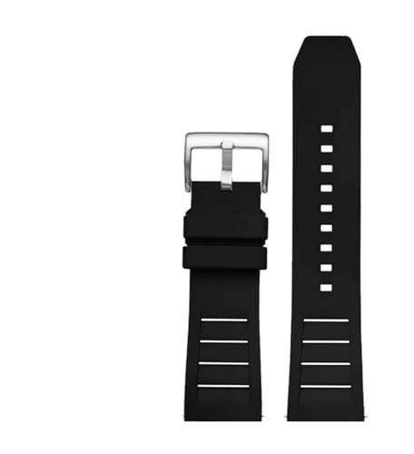 ZythrXLate FKM Fluorkautschuk Uhrenarmband for Uhren Band Sport Watchband Staubdicht 20mm 22mm Armband Ersatz for Männer Frauen für Uhren, Armbänder(Black-silver,22mm) von ZythrXLate