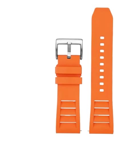 ZythrXLate FKM Fluorkautschuk Uhrenarmband for Uhren Band Sport Watchband Staubdicht 20mm 22mm Armband Ersatz for Männer Frauen für Uhren, Armbänder(Orange-silver,24mm) von ZythrXLate