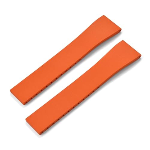 ZythrXLate FKM-Gummi-Uhrenarmband 16 mm 18 mm 19 mm 20 mm 21 mm 22 mm FKM-Armband Schnellverschluss Schmetterling Silberschnalle für Uhren, Armbänder(Orange No Buckle,18mmx16mm) von ZythrXLate