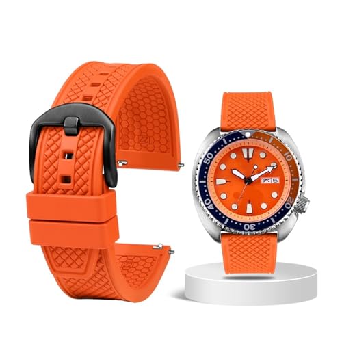 ZythrXLate Gummi-Uhrenarmband for Armbänder, universell, for Herren, Taucher, Silikon, Sport-Uhrenarmbänder, Herren, 20 mm, 22 mm für Uhren, Armbänder(Orange black buckle,22mm) von ZythrXLate