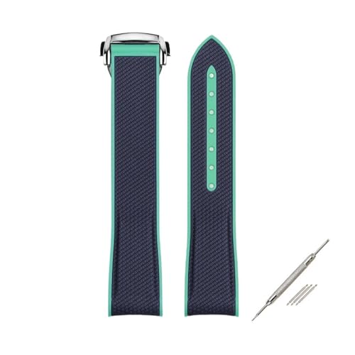 ZythrXLate Sport-Silikonarmband for Uhrenarmbänder aus Gummi mit gebogenem Ende und Faltschließe, 20 mm, wasserdichte Uhrenarmbänder mit Verschluss für Uhren, Armbänder(BLACK WHITE) von ZythrXLate