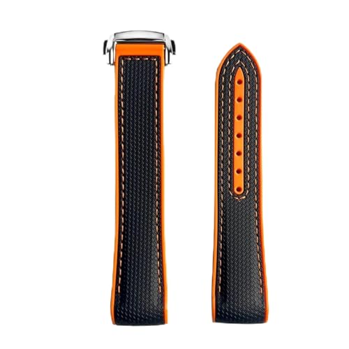 ZythrXLate Sport-Silikonarmband for Uhrenarmbänder aus Gummi mit gebogenem Ende und Faltschließe, 20 mm, wasserdichte Uhrenarmbänder mit Verschluss für Uhren, Armbänder(Black Gray) von ZythrXLate