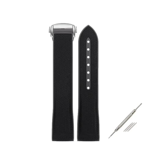 ZythrXLate Sport-Silikonarmband for Uhrenarmbänder aus Gummi mit gebogenem Ende und Faltschließe, 20 mm, wasserdichte Uhrenarmbänder mit Verschluss für Uhren, Armbänder(Black Yellow) von ZythrXLate