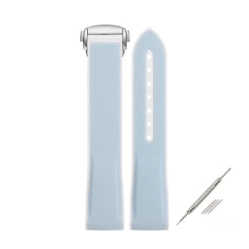 ZythrXLate Sport-Silikonarmband for Uhrenarmbänder aus Gummi mit gebogenem Ende und Faltschließe, 20 mm, wasserdichte Uhrenarmbänder mit Verschluss für Uhren, Armbänder(Blue Pink) von ZythrXLate