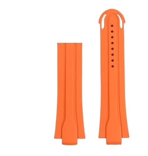 ZythrXLate Tauchen Wassersport Uhr Gürtel Strap Männer Fluoro Gummi Uhr Strap Wasserdichtes Armband 24-12mm Konvexen Silikon für Uhren, Armbänder(Orange no buckle) von ZythrXLate