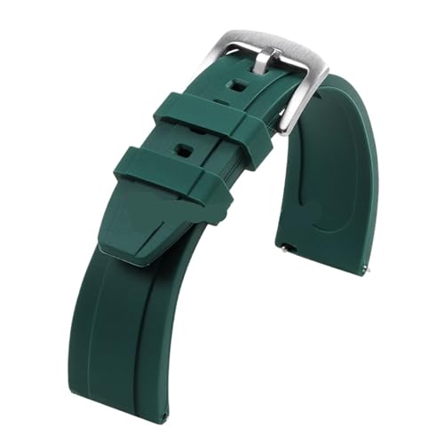 ZythrXLate Universelles wasserdichtes Gummiarmband 20 mm 22 mm for Sport-Silikon-Uhrenarmband, wasserdichte Uhrenarmbänder mit Verschluss für Uhren, Armbänder(Green,22MM_SILVER BUCKLE) von ZythrXLate