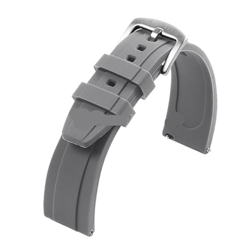 ZythrXLate Universelles wasserdichtes Gummiarmband 20 mm 22 mm for Sport-Silikon-Uhrenarmband, wasserdichte Uhrenarmbänder mit Verschluss für Uhren, Armbänder(Grey,20MM_SILVER BUCKLE) von ZythrXLate