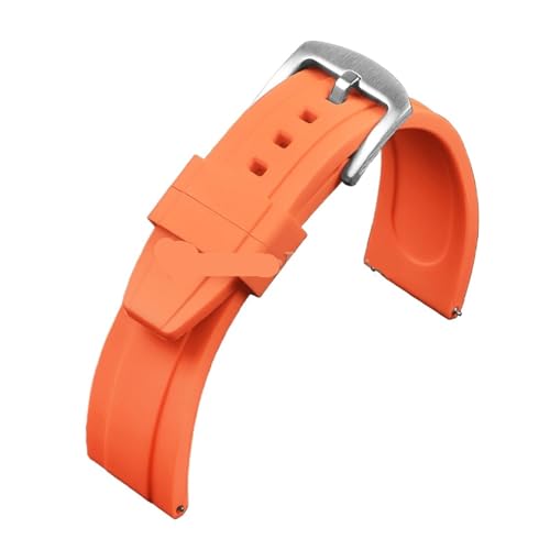 ZythrXLate Universelles wasserdichtes Gummiarmband 20 mm 22 mm for Sport-Silikon-Uhrenarmband, wasserdichte Uhrenarmbänder mit Verschluss für Uhren, Armbänder(Orange,20MM_BLACK BUCKLE) von ZythrXLate