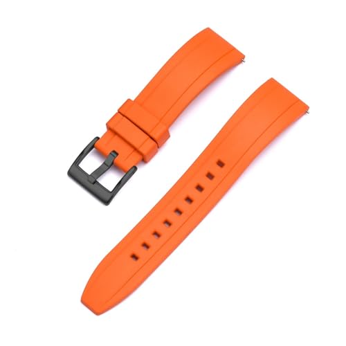 ZythrXLate Vulkanisiertes FKM-Gummiarmband 18 mm 20 mm 22 mm 24 mm Schnellverschluss-Uhrenarmbänder Wasserdichte Uhrenarmbänder mit Verschluss für Uhren, Armbänder(Orange black,20mm) von ZythrXLate