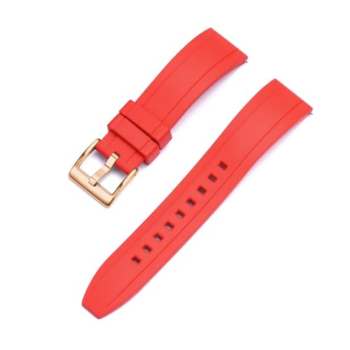 ZythrXLate Vulkanisiertes FKM-Gummiarmband 18 mm 20 mm 22 mm 24 mm Schnellverschluss-Uhrenarmbänder Wasserdichte Uhrenarmbänder mit Verschluss für Uhren, Armbänder(Red gold,18mm) von ZythrXLate