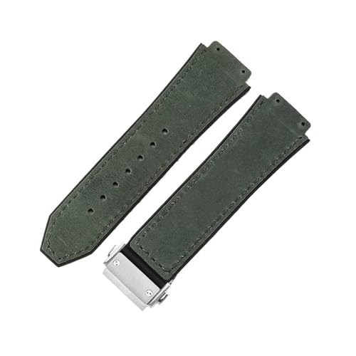 ZythrXLate Weiches, bequemes Uhrenarmband aus mattiertem Rindsleder for klassisches 19-mm-Armband aus Gummi for Herren und Damen für Uhren, Armbänder(Green-Steel) von ZythrXLate