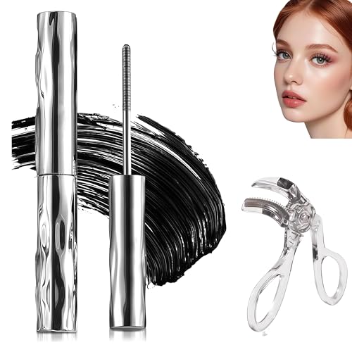 Zytuuob Mascaras, Ultimate Length & Curl Mascara Set, wasserfeste Long 3D Curling Mascara, Mascaras Primer in Stahlverpackung, langanhaltend, ohne zu bröckeln. (1PCS) von Zytuuob