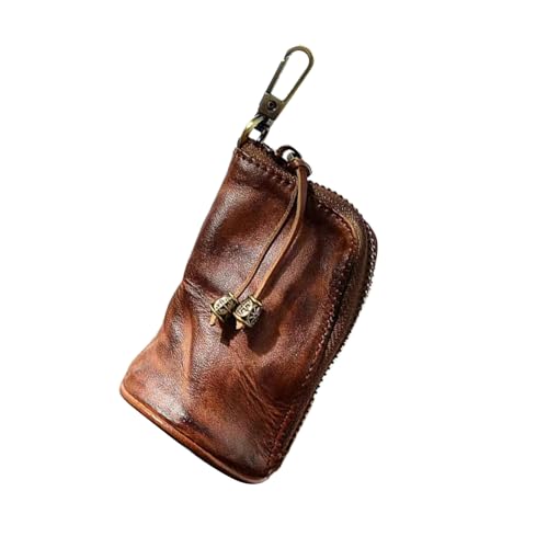 Zyuzles 1 x Leder-Schlüsselanhänger-Münztasche, Kleiner runder Münzhalter als Geldbörse, ovales Design, Leder-Münztasche, Schlüsselanhänger für Damen und Herren, New Brown, modisch Zyuzles 1 x Leder-Schlüsselanhänger-Münztasche, Kleiner runder Münzhalter als Geldbörse, ovales Design, Leder-Münztasche, Schlüsselanhänger für Damen und Herren, New Brown, modisch von Zyuzles