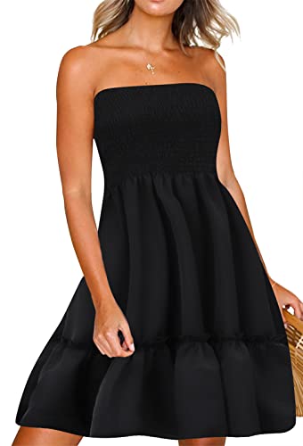 Zyyfly Sommerkleid für Damen, Strandkleid, trägerlos, Schlauch-Top, Sonnenkleider, Schwarz (Cool Matarial), XX-Large von Zyyfly