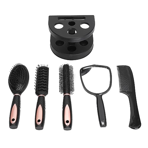 Haarkamm-Spiegelhalter-Set, Stilvolles 5-teiliges Haarpflege-Haarbürsten-Set mit Halter, Tragbar, Zum Entwirren für Frauen für Zuhause, Reisen von Zyyini