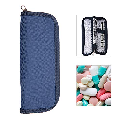 Insulin-Kühltasche, Reisetasche, tragbar, isoliert, Organizer für Diabetiker, Patienten, medizinische Reisen, isolierte Tasche für Insulinstifte, Wattestäbchen und andere Utensilien (Marineblau) von Zyyini