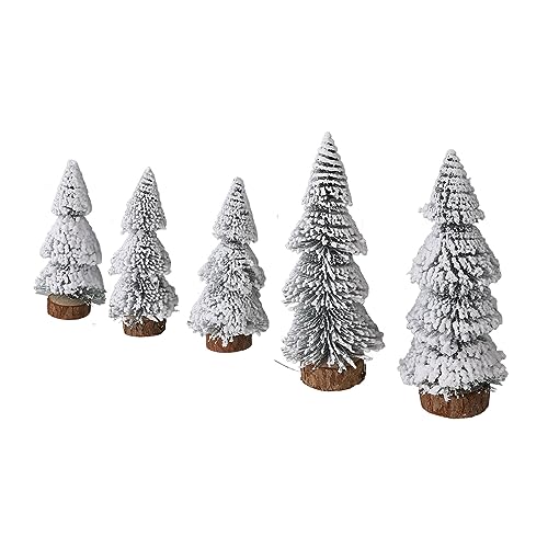 Künstlicher Beflockter Weihnachtsbaum, Beflockter Zedernbaum, Realistische Miniatur, 5 Stück, Ornament für Zuhause von Zyyini