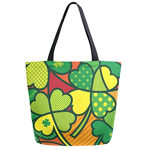 ZzWwR Extra große Schultertasche mit stylischem Druck, für Strand, Reisen, Wochenende, Fitnessstudio, Lebensmitteleinkauf, Kleeblatt, X-Large ZzWwR Extra große Schultertasche mit stylischem Druck, für Strand, Reisen, Wochenende, Fitnessstudio, Lebensmitteleinkauf, Kleeblatt, X-Large von ZzWwR