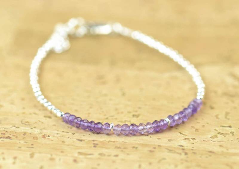 Amethyst Und Sterling Silber Perlen Armband von Zzaval
