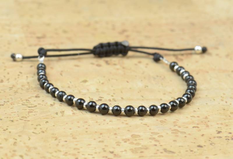 Armband Aus Perlen Schwarzem Turmalin Und Sterlingsilber von Zzaval