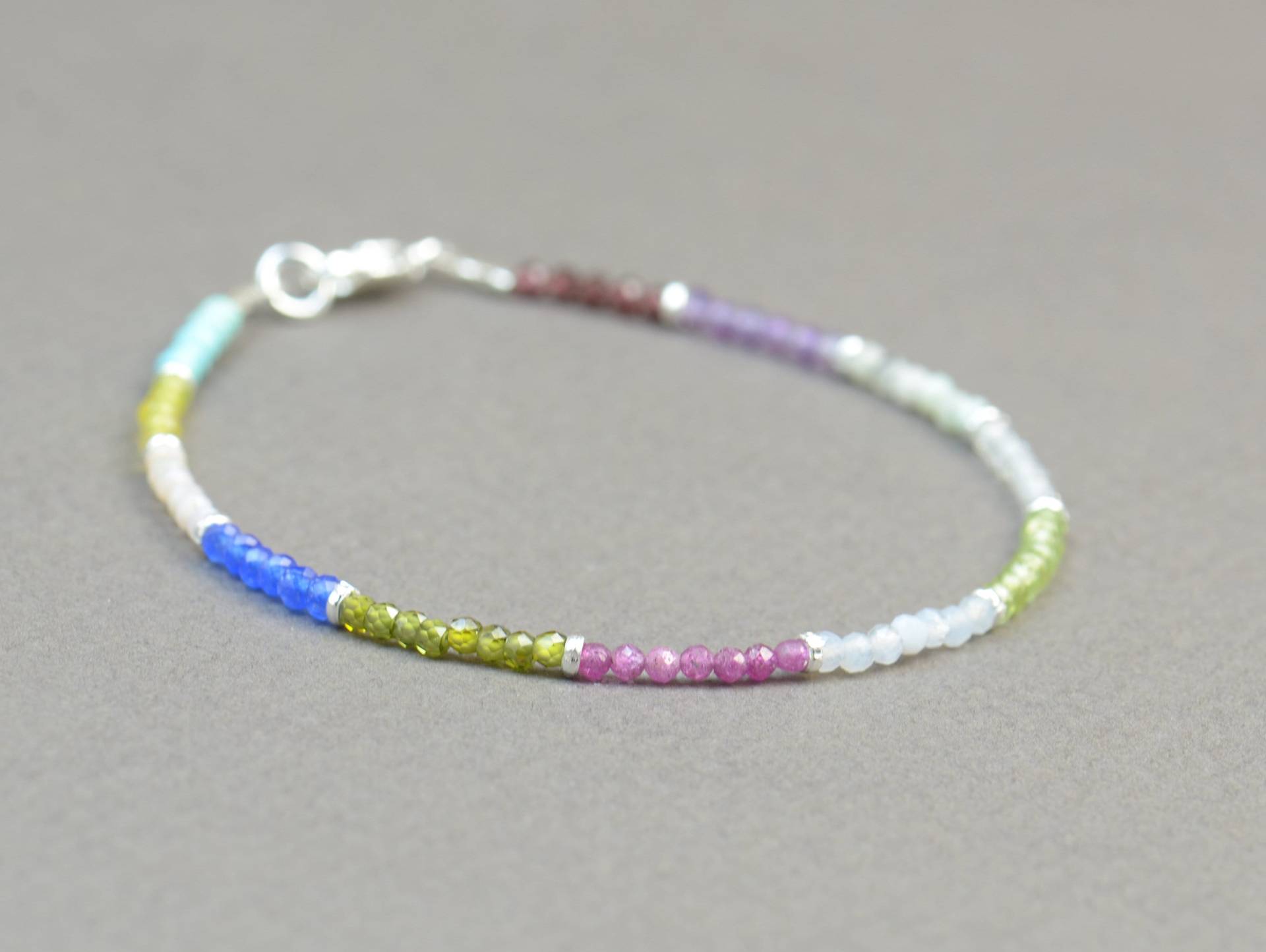 Armband Mit 12 Geburtssteinen Und Sterling Silber Perlen.edelsteine Armband.dezember Geburtsstein Edelstein von Zzaval