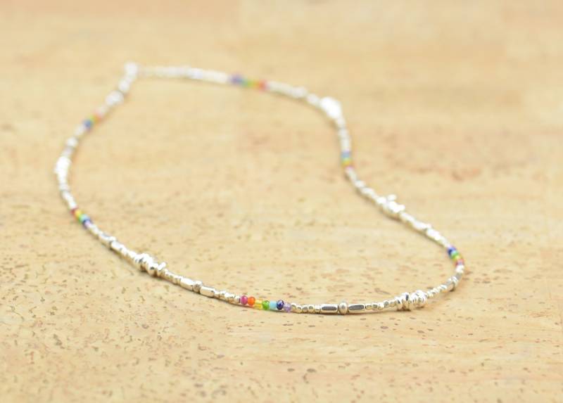 Halskette Mit 7 Chakren Und Sterling Silber Perlen.galaxie Halskette Mit 7 Chakren Und Sterling Silber Perlen.galaxie von Zzaval