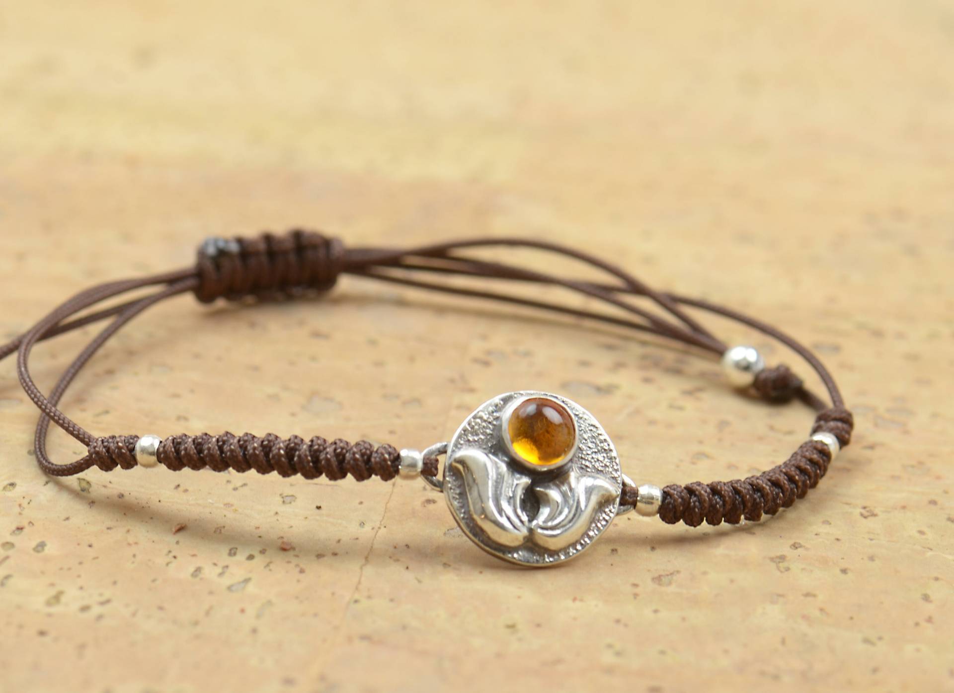 Handgemachte Rustikale Perle, Sterling Silber Und Citrin Edelstein, Mond, Sonne Armband Handgemachte Rustikale Perle, Sterling Silber Und Citrin Edelstein, Mond, Sonne Armband von Zzaval