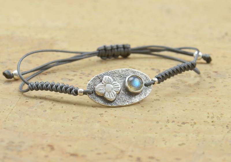 Labradorit Armband Sterling Silber, Blumen Armband.artisan Bead.handgefertigte Rustikale Perle von Zzaval