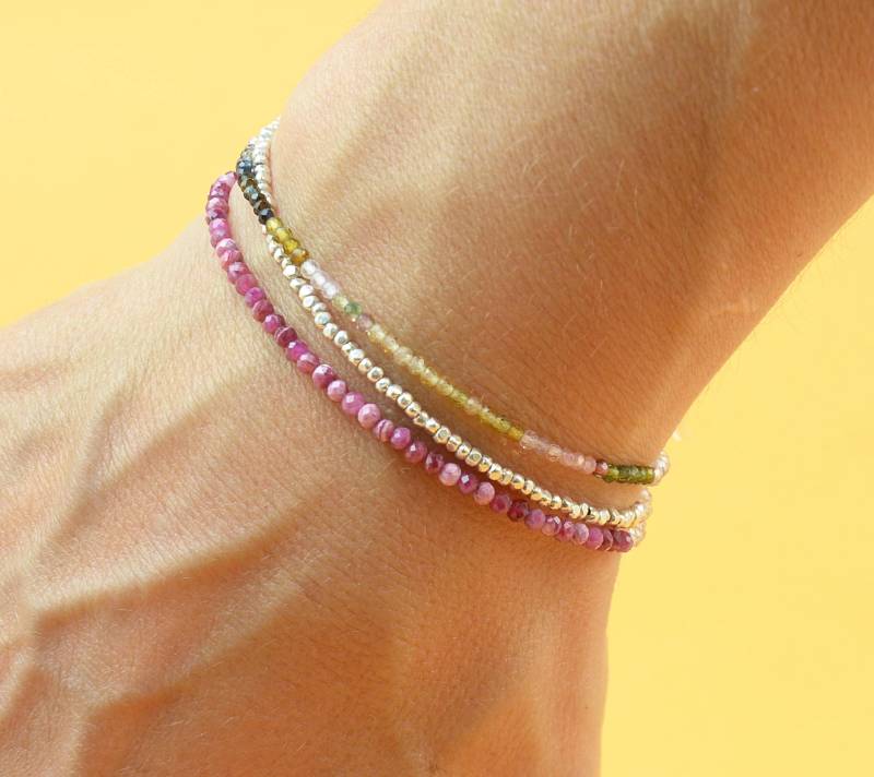 Multistränge Edelsteine Und Sterling Silber Perlen Armband/Halskette .armband-Set von Zzaval