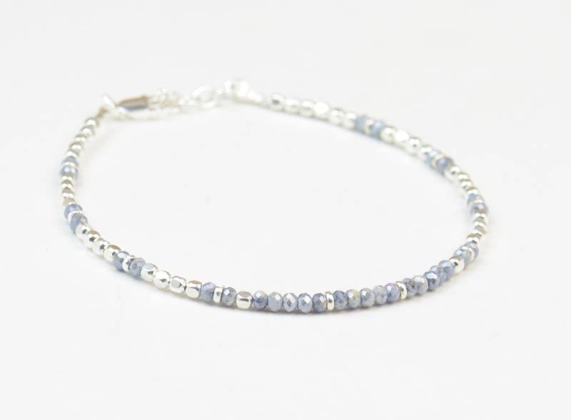 Saphir Und Sterling Silber Perlen Armband Saphir Und Sterling Silber Perlen Armband von Zzaval