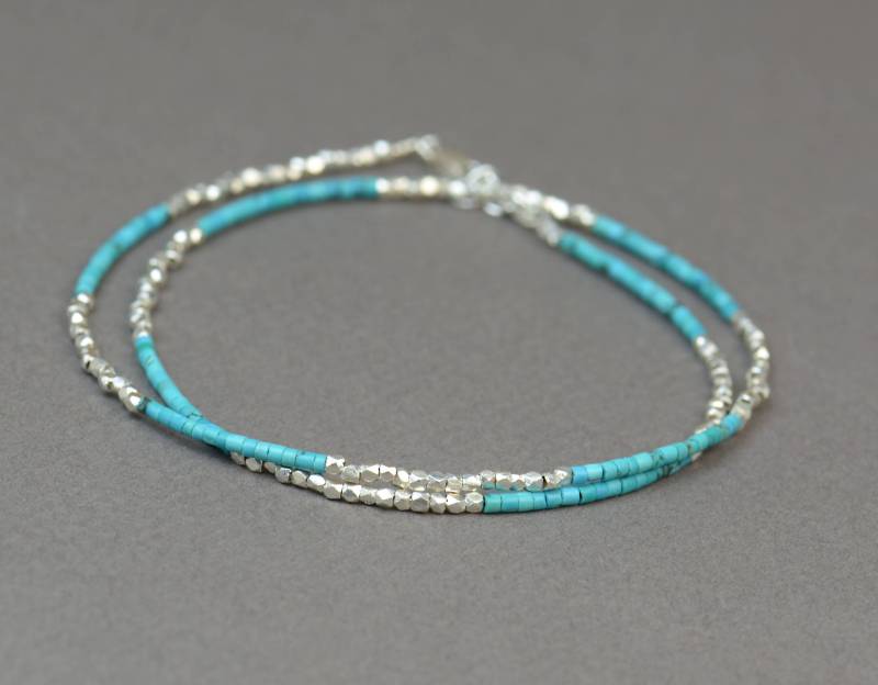Türkis Und Sterling Silber Perlen Armband Türkis Und Sterling Silber Perlen Armband von Zzaval
