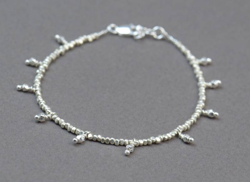 sterling Silber Nuggets Armband.silber Charms.hänge Charms.sterling Verschluss.sterling Perlen von Zzaval