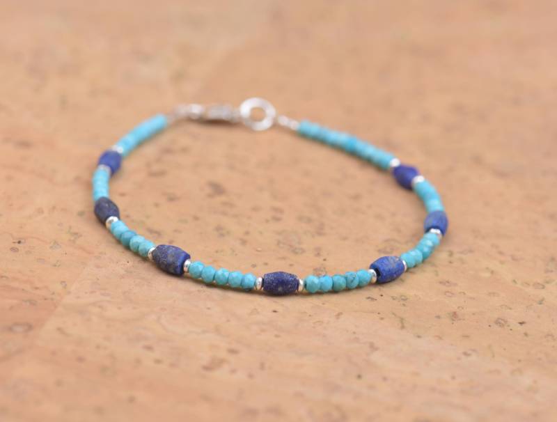 sterling Silber Türkis Und Lapislazuli Armband.blaue Armband sterling Silber Türkis Und Lapislazuli Armband.blaue Armband von Zzaval