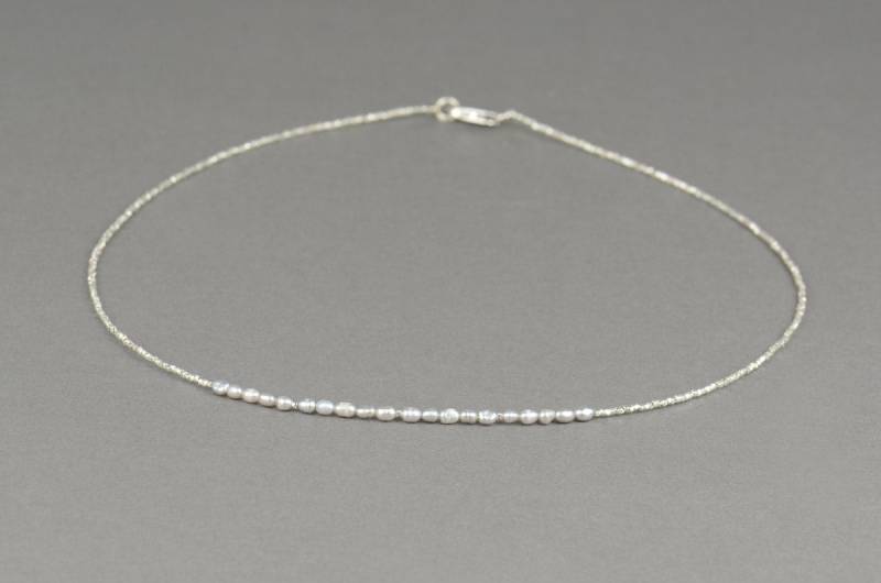 sterling Silber Und Graue Perlen Halskette von Zzaval