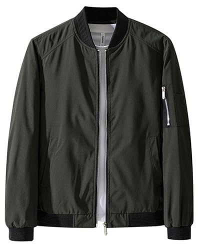 Zzkouine Herren Bomberjacke Leichte Übergangsjacke Fliegerjacke Frühling Sommer Übergangsjacke, Flugjacke, Freizeit, mit Taschen-Army Green-S von Zzkouine