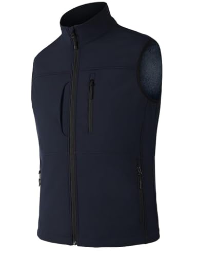 Zzkouine Herren Softshell Weste Futter Fahrradweste Winddicht Ärmellose Jacke Fahrradweste Herren Trainingsjacke Jeansweste Anglerweste Stichschutzweste Arbeitsweste Herren Blau von Zzkouine