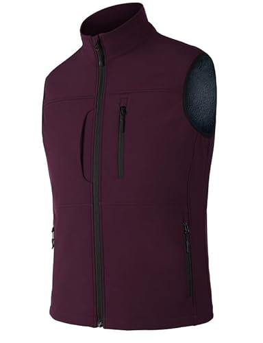 Zzkouine Herren Softshell Winddicht Leichte Softshell Weste Ärmelloser Mantel Winddicht und Wasserdicht Multi-Pocket, Warme Jacke mit Reißverschluss Für Reisen und Outdoor Aktivitäten-Red-3XL von Zzkouine