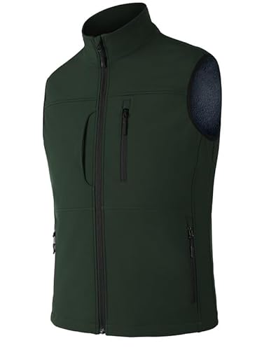 Zzkouine Herren Softshell Weste Atmungsaktiv Mesh Futter Fahrradweste Winddicht Ärmellose Jacke-Green-2XL von Zzkouine