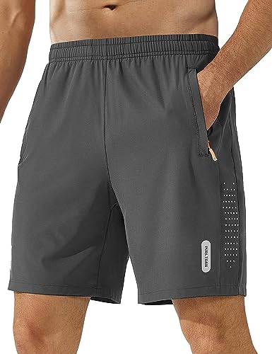 Zzkouine Shorts Herren Sporthose Herren Kurz Schnelltrockende Kurze Hosen Herren Laufhose Herren Kurz für Verschiedene Freizeit und Sport Gelegenheiten-Dark grey-2XL von Zzkouine