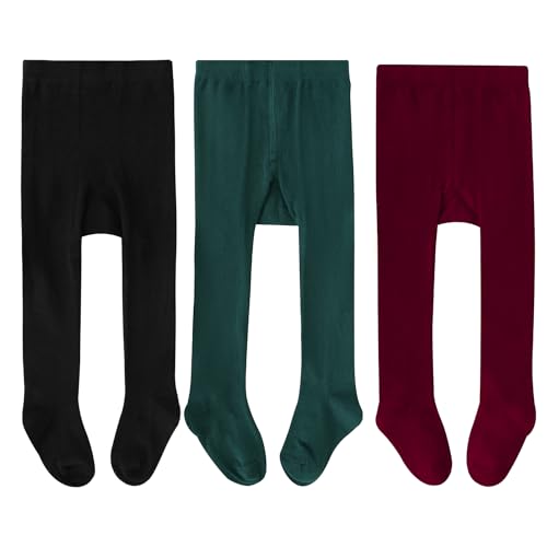 Zzxlw Baby Mädchen Strumpfhose Säugling Kleinkind Plain Strumpfhose 3 Paar Schwarz Grün Weiß Rot Rosa Neugeborene Weiche Elastische Party Strumpfhose M 1-2 Jahre von Zzxlw