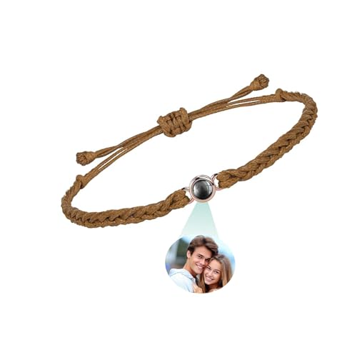 Personalisierte Projektion Armband mit Foto benutzerdefinierte Bild Gedenk-Armbänder verschiedene in Stein Geschenk für Mama Papa Freund Frauen Paare Jahrestag Geschenke ﻿ (Braun -Roségold) von Zzyytbobozyjk