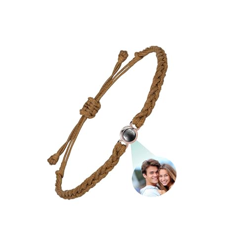 Personalisiertes Foto Armband mit Bild mit Ich liebe dich in 100 Sprachen, mit Ich liebe dich Projektion Armband im Stein als Geschenke für Freundin Mama Papa Paare zum Geburtstag (Braun) von Zzyytbobozyjk