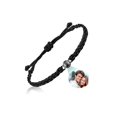 Personalisiertes Foto Armband mit Bild mit Ich liebe dich in 100 Sprachen, mit Ich liebe dich Projektion Armband im Stein als Geschenke für Freundin Mama Papa Paare zum Geburtstag (Schwarz) von Zzyytbobozyjk