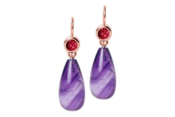 Annie Silber Ohrringe Amethyst Tropfen mit Rochen Leder von a cuckoo moment...