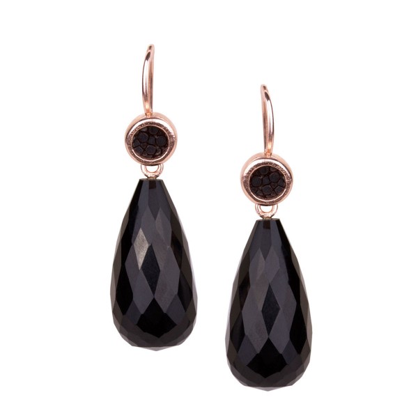 Annie Silber Ohrringe Schwarz Onyx facettiert mit Rochen Leder Annie Silber Ohrringe Schwarz Onyx facettiert mit Rochen Leder von a cuckoo moment...
