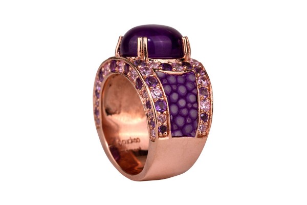 Kir Royal Silberring mit Amethysten und  Rochenleder nach Wahl von a cuckoo moment...