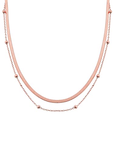 a little something® Halskette Yanaka | Damen Layer Kette mit 18 Karat Vergoldung (Gold & Roségold) | Inklusive nachhaltiger Geschenkverpackung mit FSC®-Zertifikat von a little something