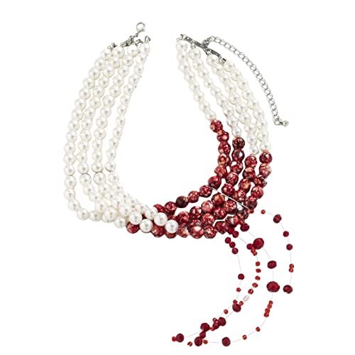 a-r Vampir Halskette Blut | Vampirschmuck mit Imitationsperlen | Tropfendes Blut Nachahmungsperlen Choker Halskette Vampir Zubehör für Halloween Party von a-r