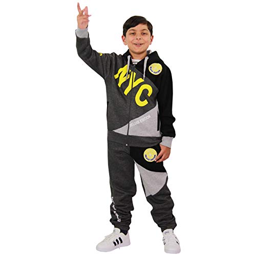 A2Z 4 Kids® Kinder Jungen Trainingsanzug NYC Deluxe Project - T.S NYC Deluxe Charcoal & Yellow 9-10 von A2Z 4 Kids