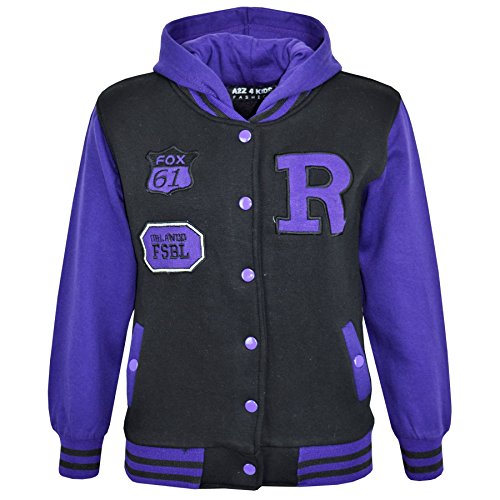 A2Z4Kids B.B Kapuzen R Fashion Fox Jacke Varsity Baseball - B.B Jacket New Fox Purple 13 von A2Z4Kids